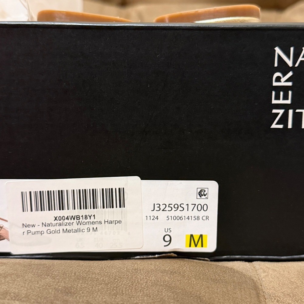 Naturalizer Womens Harper Pump Gold Metallic Square Toe Block Heel Slingback 9 - Picture 11 of 11